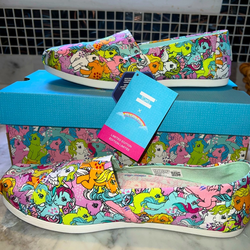 TOMS My Little Pony Multi Power Print Women’s Size 9 Alpargata Shoes NWB